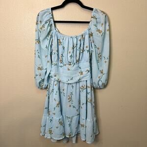 Exlura Floral Puff Sleeve Mini Dress Size M